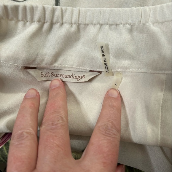 NWOT Soft Surroundings Cream Floral A-Line Skirt Spring Floral Lily Print Size L - Picture 6 of 12